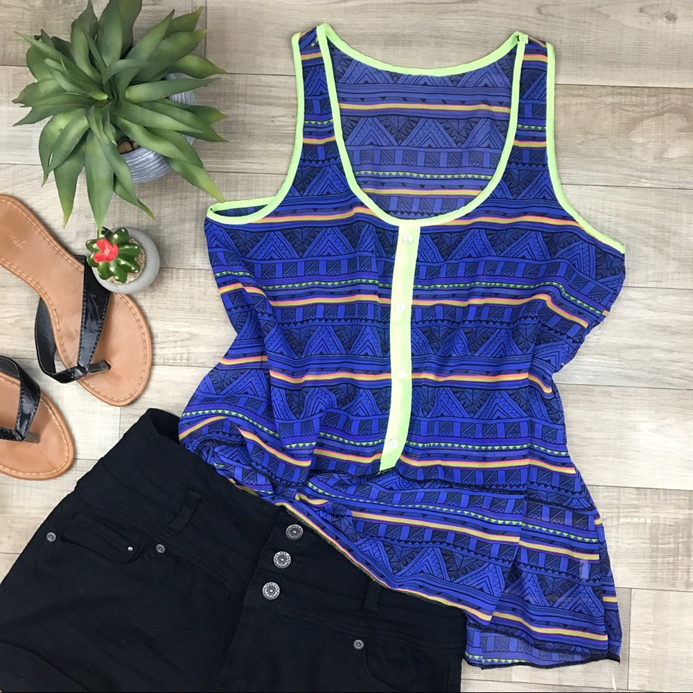 Neon trim Aztec purple tank size m